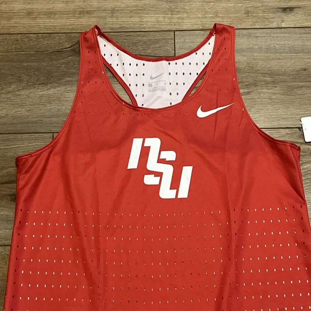 Women's Nike NSU Digital Elite Fast Running Singlet MEDIUM Track CV3599 Red Mesh